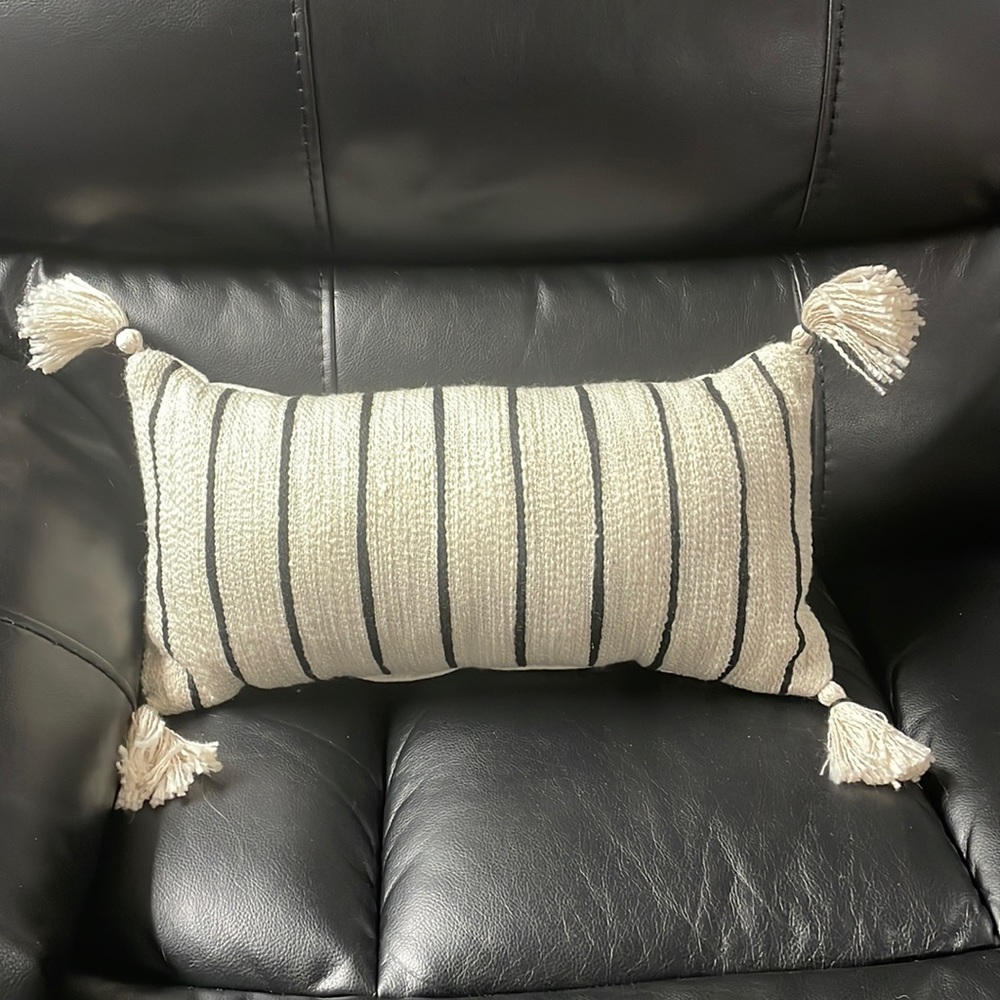 Threshold Cream & Black Stripe Lumbar Pillow